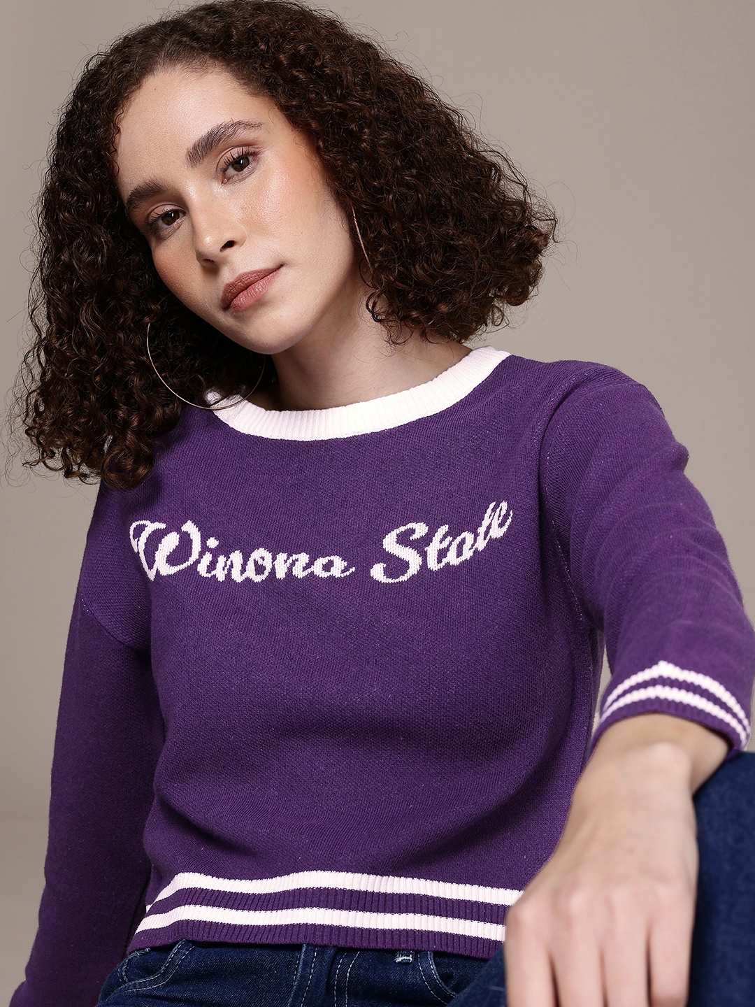 

Roadster Typography Crop Pullover, Purple