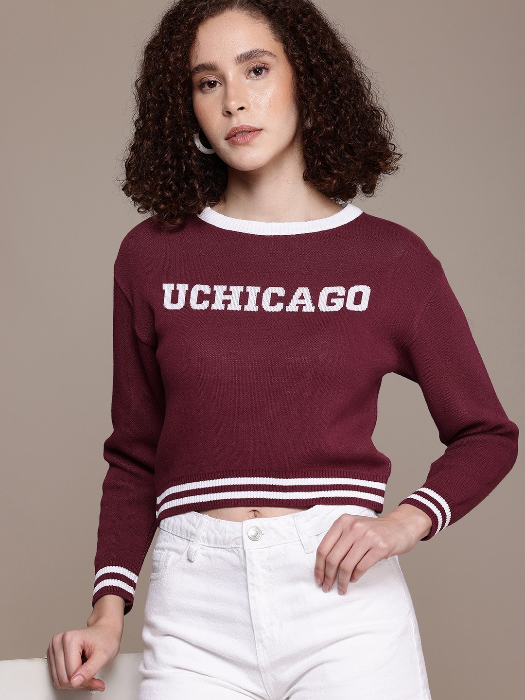 

Roadster Typography Crop Pullover, Maroon