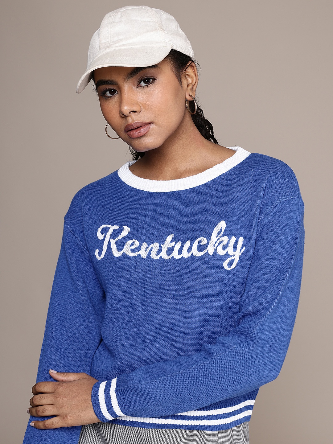 

Roadster Typography Crop Pullover, Blue