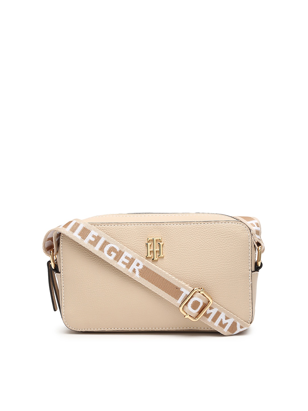 

Tommy Hilfiger Women Solid Crossbody Leather Sling Bag, Beige