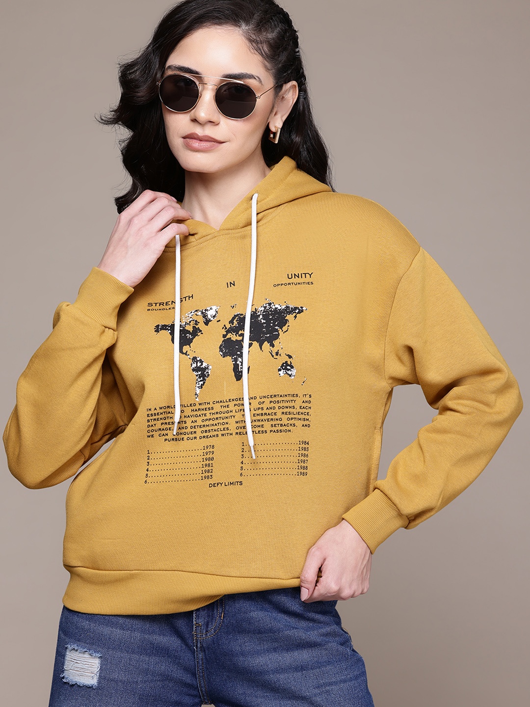 

Roadster Printed Fleece Hooded Sweatshirt, Mustard