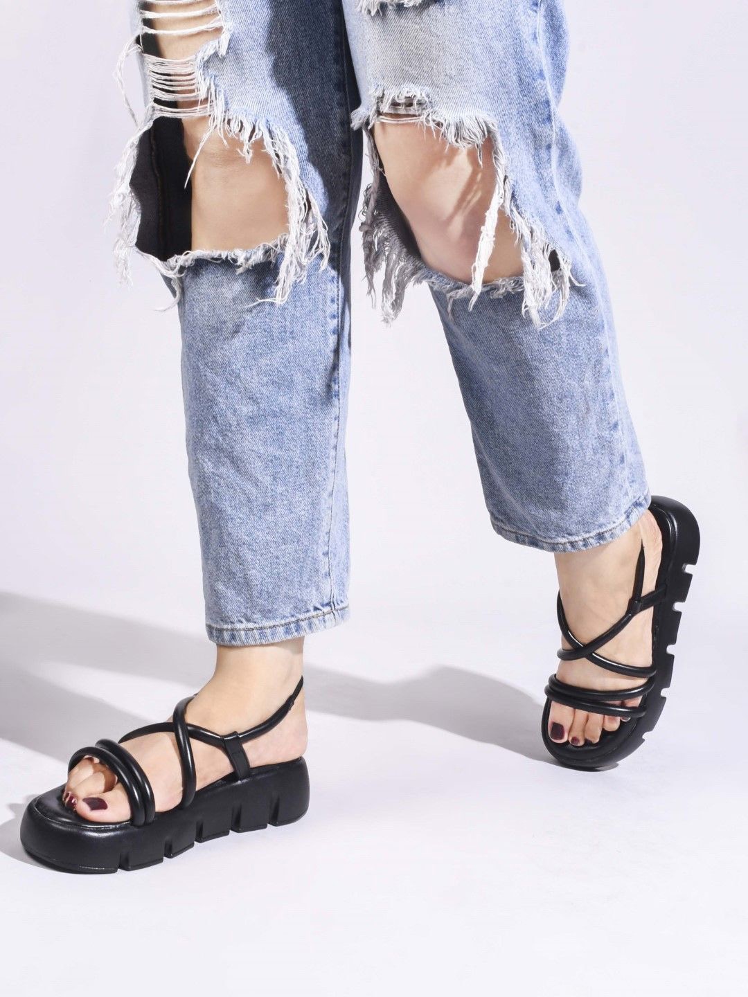 

JM Looks Women Platform Sandals, Black