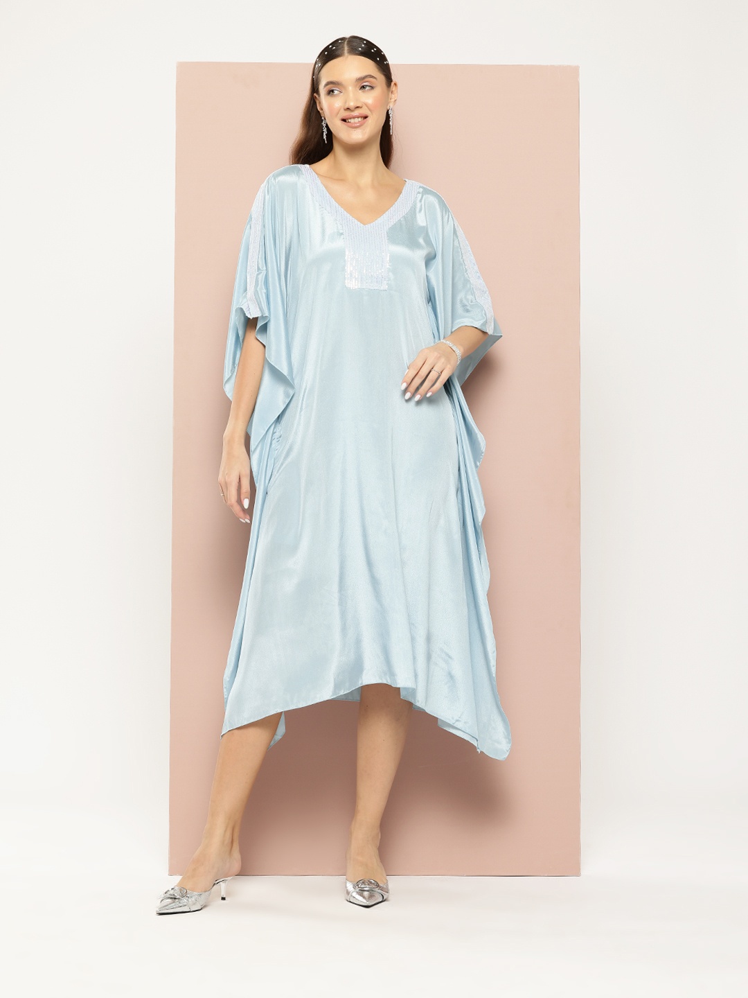 

Qurvii Crepe Kaftan Dress, Turquoise blue