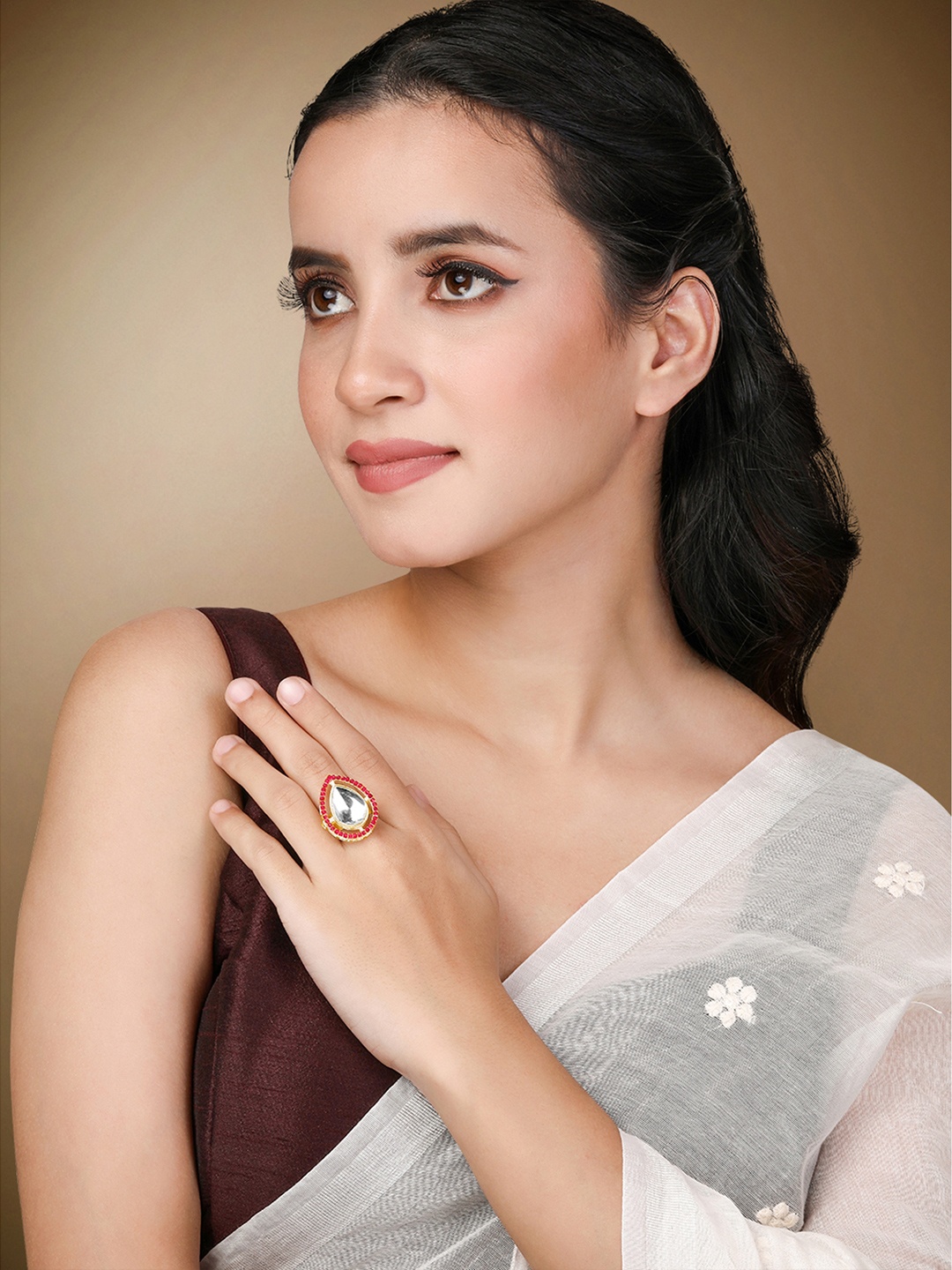 

Peora Gold-Plated Stone Studded Finger Ring