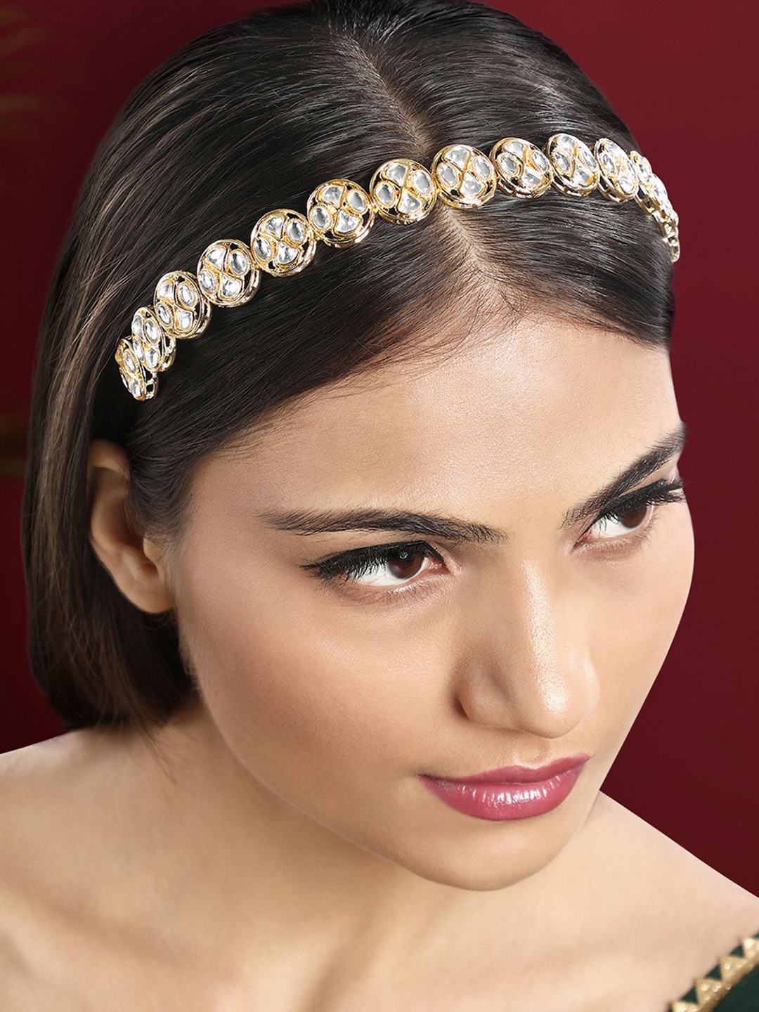 

Peora Women Kundan Studded Embellished Hairband, Gold