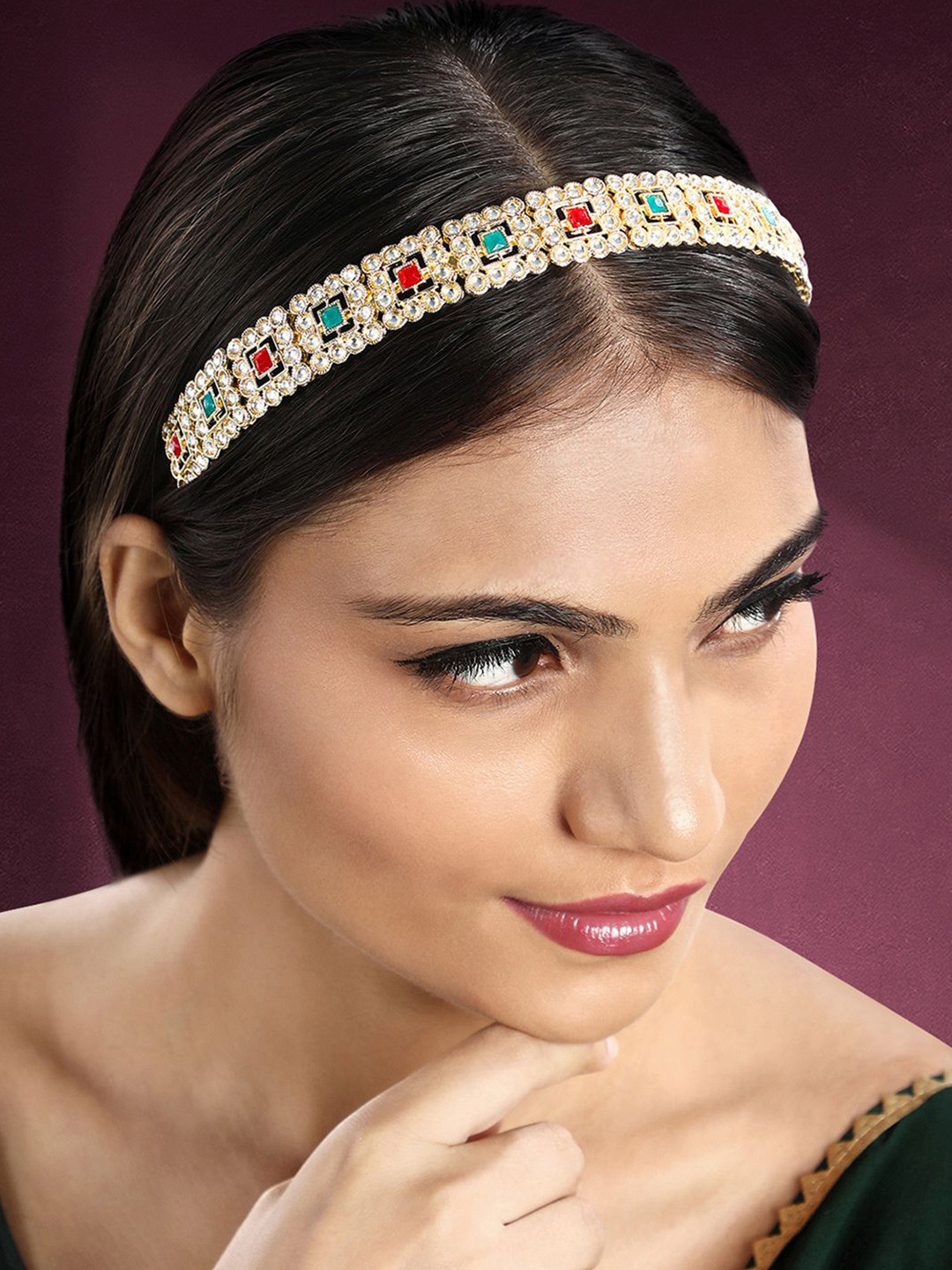 

Peora Women Kundan Studded Ethnic Hair Band, Gold