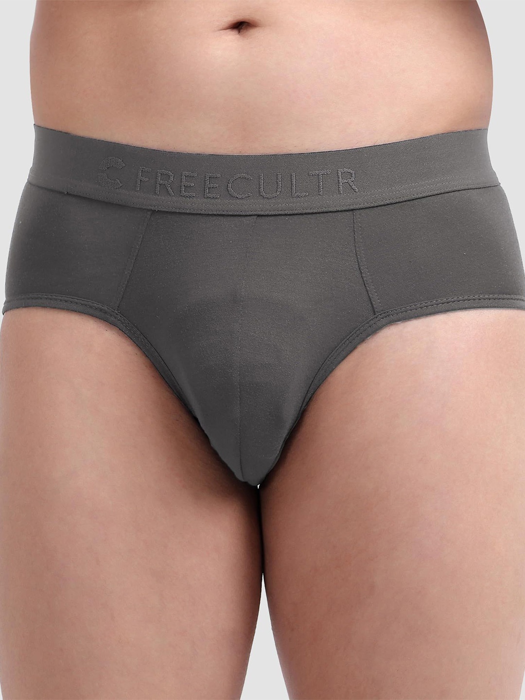 

FREECULTR Men Anti Bacterial Ribbed Basic Briefs, Grey