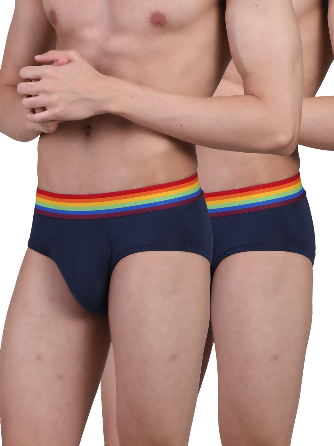 

FREECULTR Men Pack of 2 Anti Bacterial Micromodal Basic Briefs N_, Navy blue