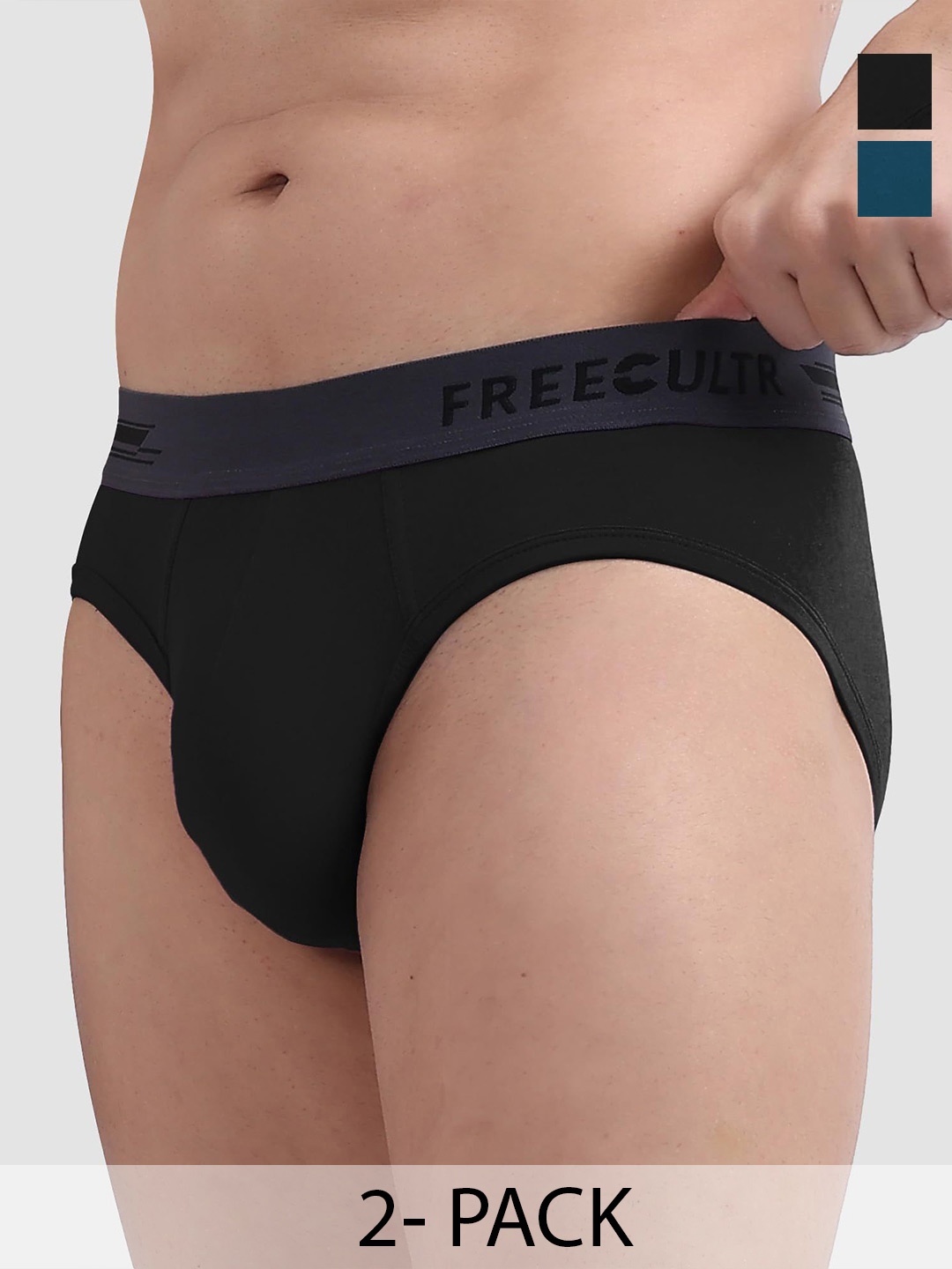 

FREECULTR Pack Of 2 Hipster Briefs, Black