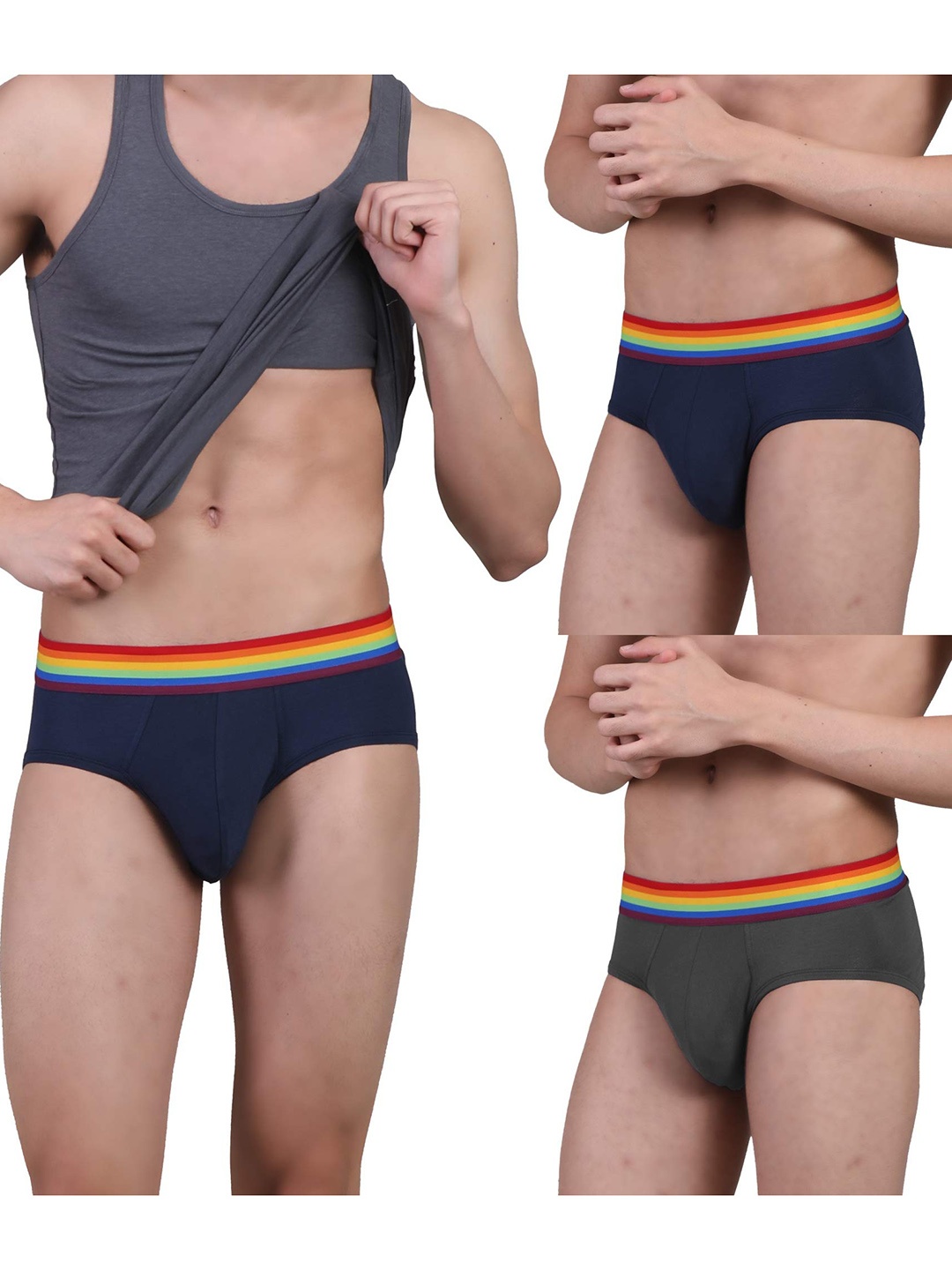 

FREECULTR Men Pack Of 3 Anti Bacterial Micromodal Basic Briefs N_, Blue