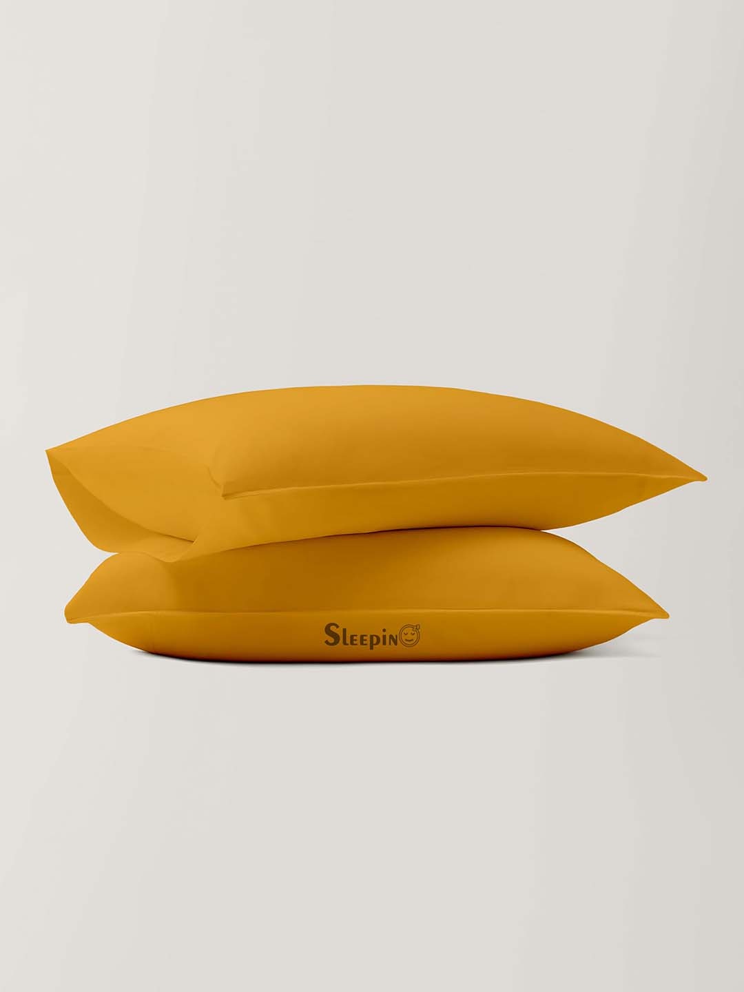

Sleepino Gold-Toned 2 Pieces Solid Pure Cotton Rectangle Pillow Covers