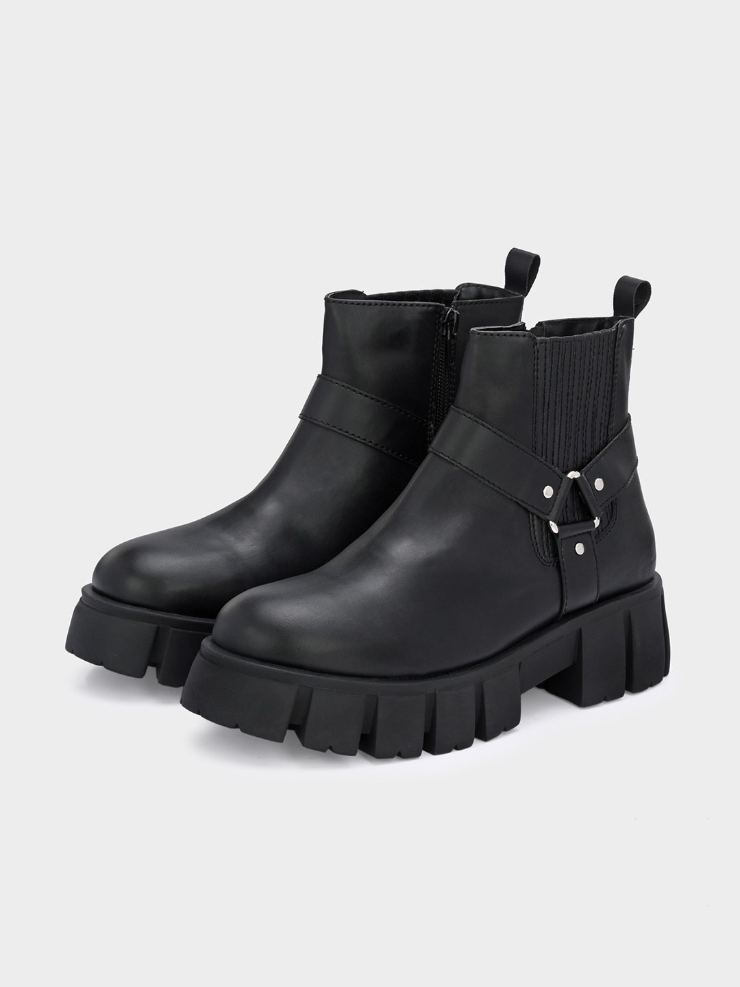 

ADORLY Women Chelsea Boots Block Heel With Chunky Soles, Black