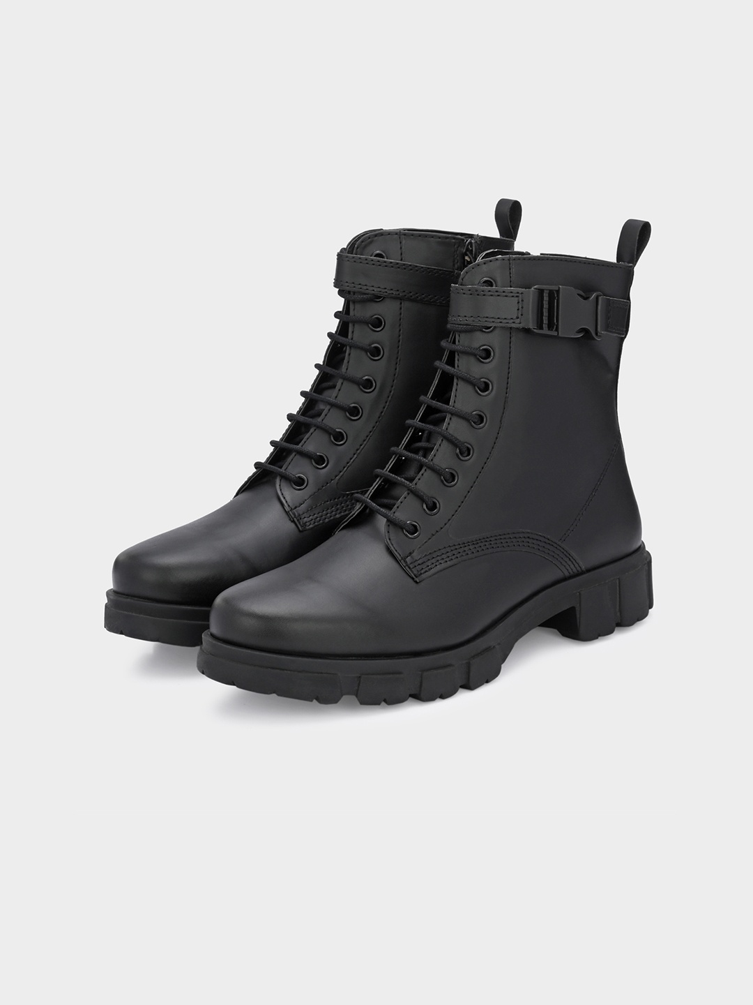 

ADORLY Women Round Toe Blocked-Heeled Regular Boots, Black