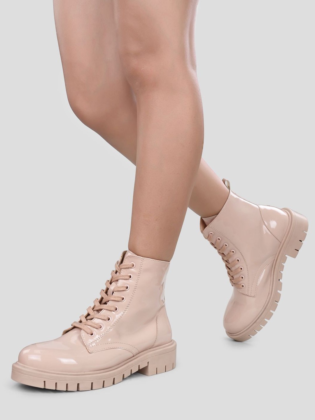 

ADORLY Women Lace Up Boots, Beige