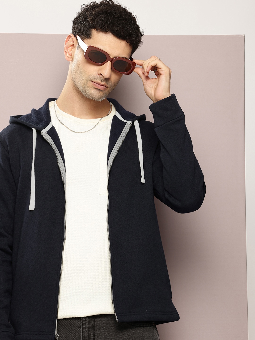 

Kook N Keech Men Hooded Sweatshirt, Navy blue