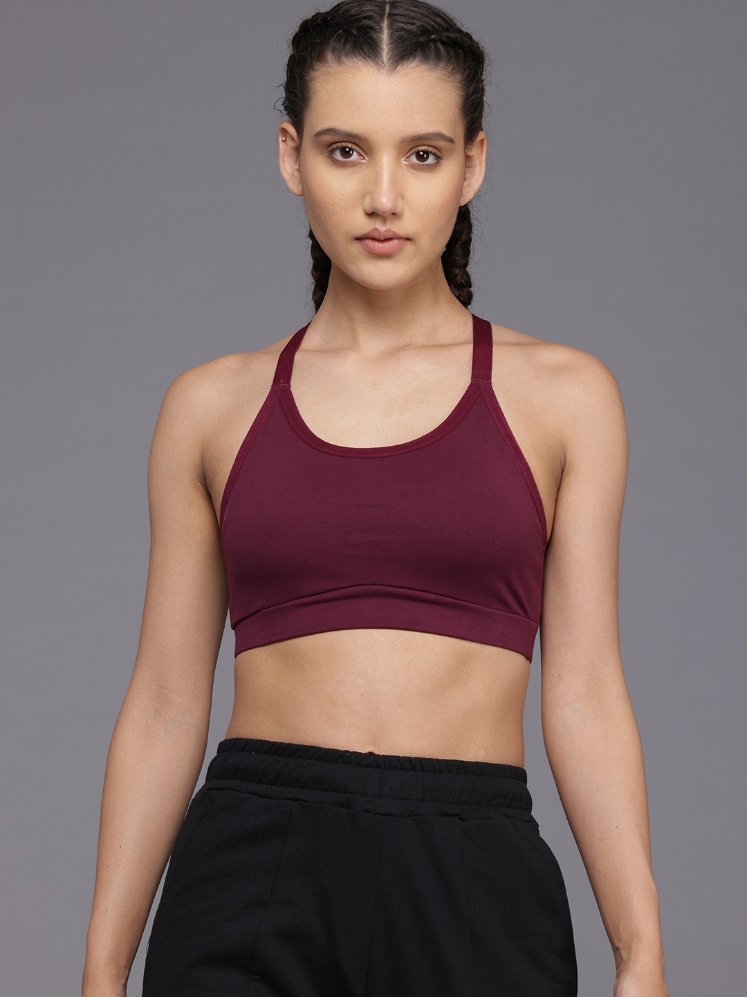 

HRX by Hrithik Roshan Full Coverage Lightly Padded Yoga Bra, Burgundy