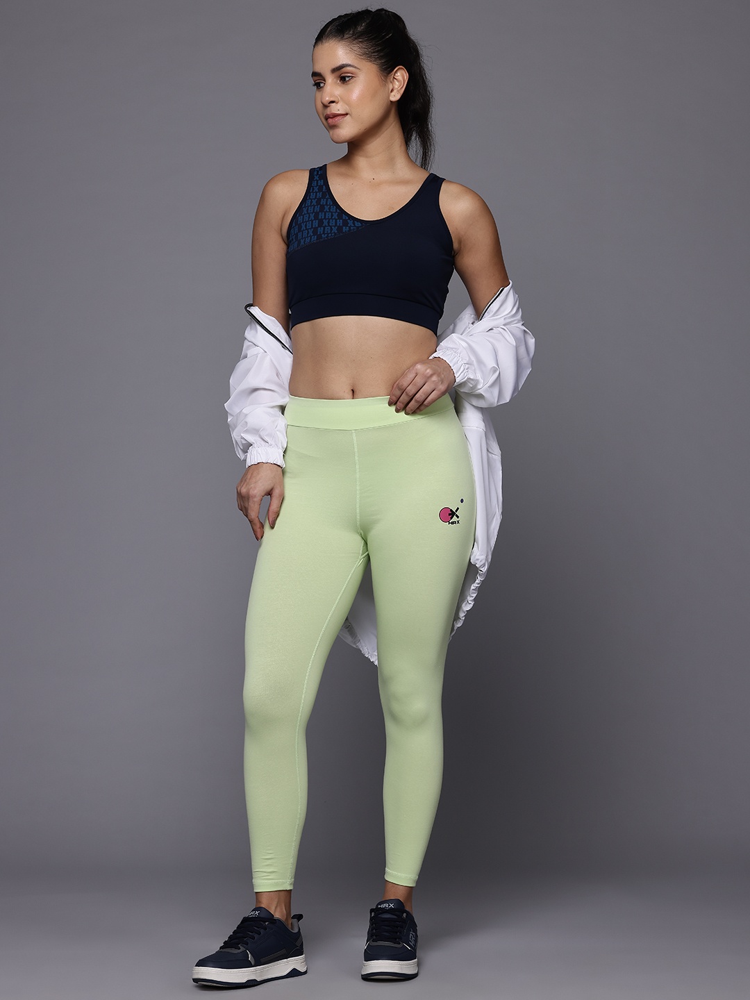 

HRX by Hrithik Roshan Women Cropped Lifestyle Tights, Green
