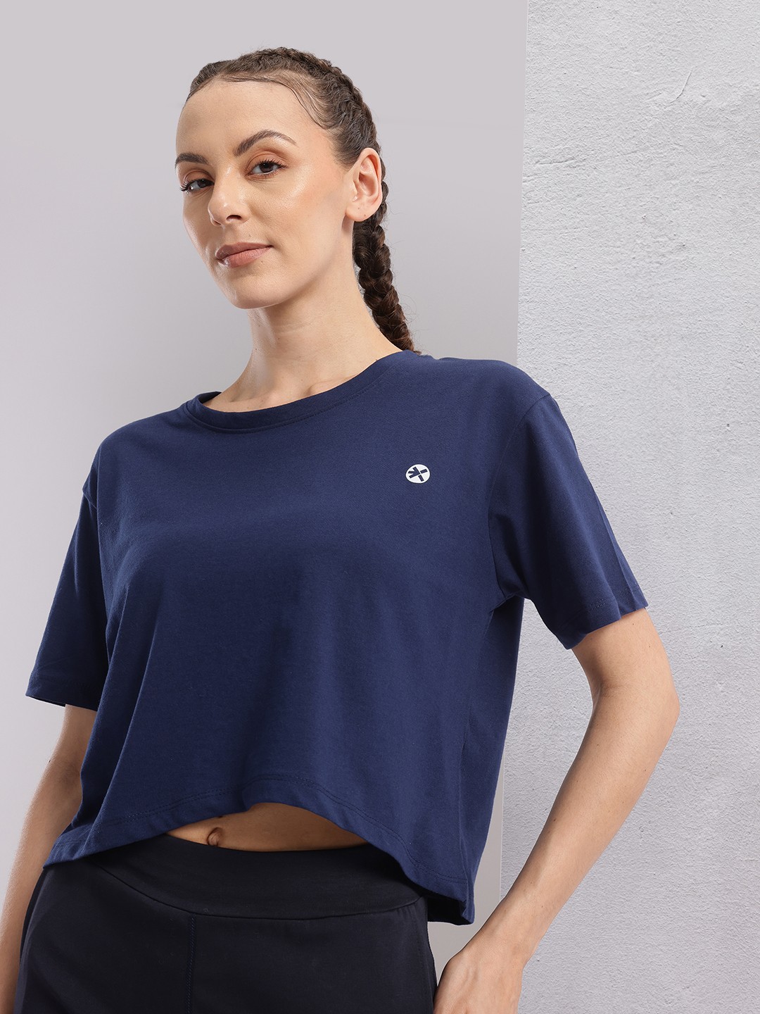 

HRX by Hrithik Roshan Women Yoga Crop T-shirt, Navy blue