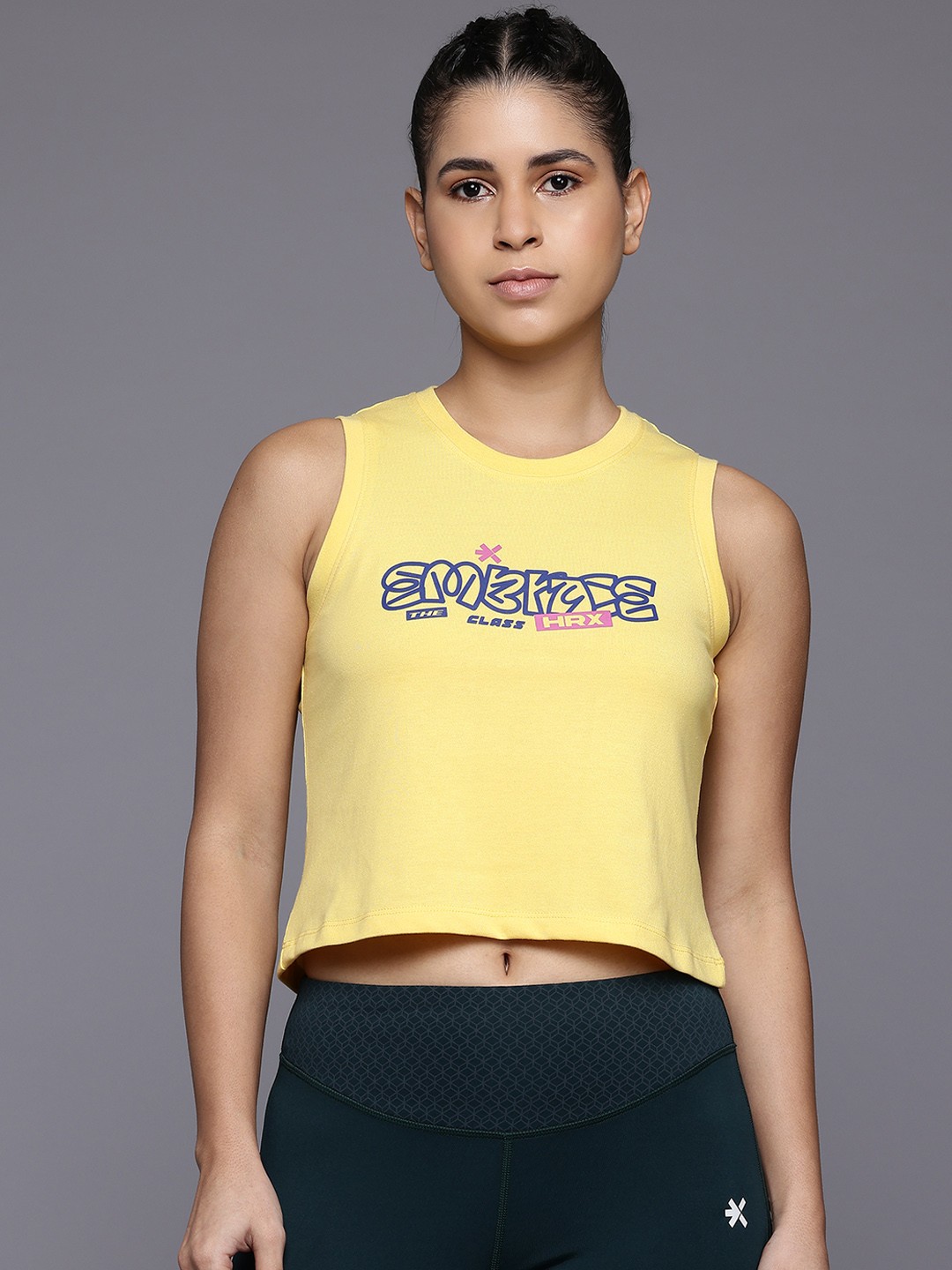 

HRX by Hrithik Roshan Women Typography Printed Crop T-shirt, Yellow
