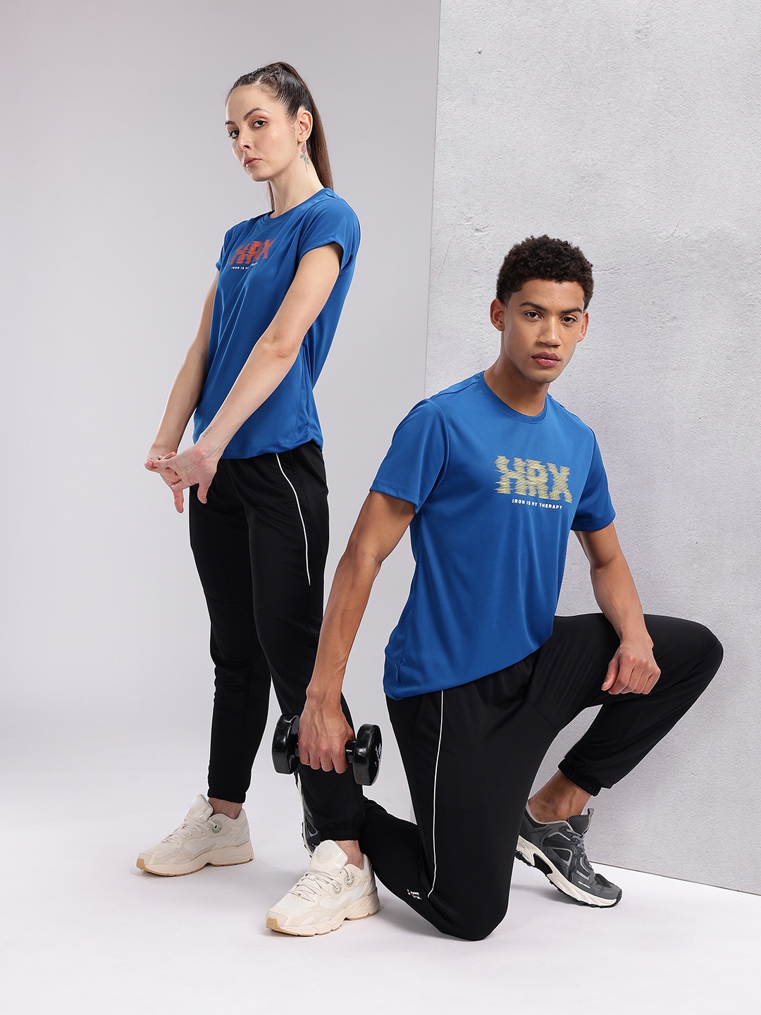 

HRX by Hrithik Roshan Couple Collection Brand Logo Printed Rapid-Dry Training T-shirt, Blue