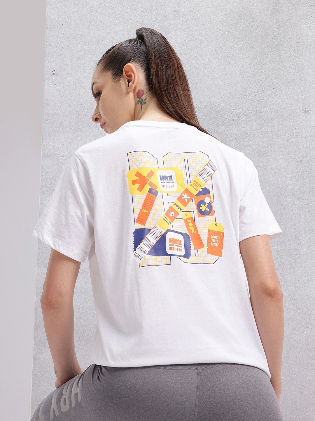 

HRX by Hrithik Roshan Women Brand Logo Printed T-shirt, White