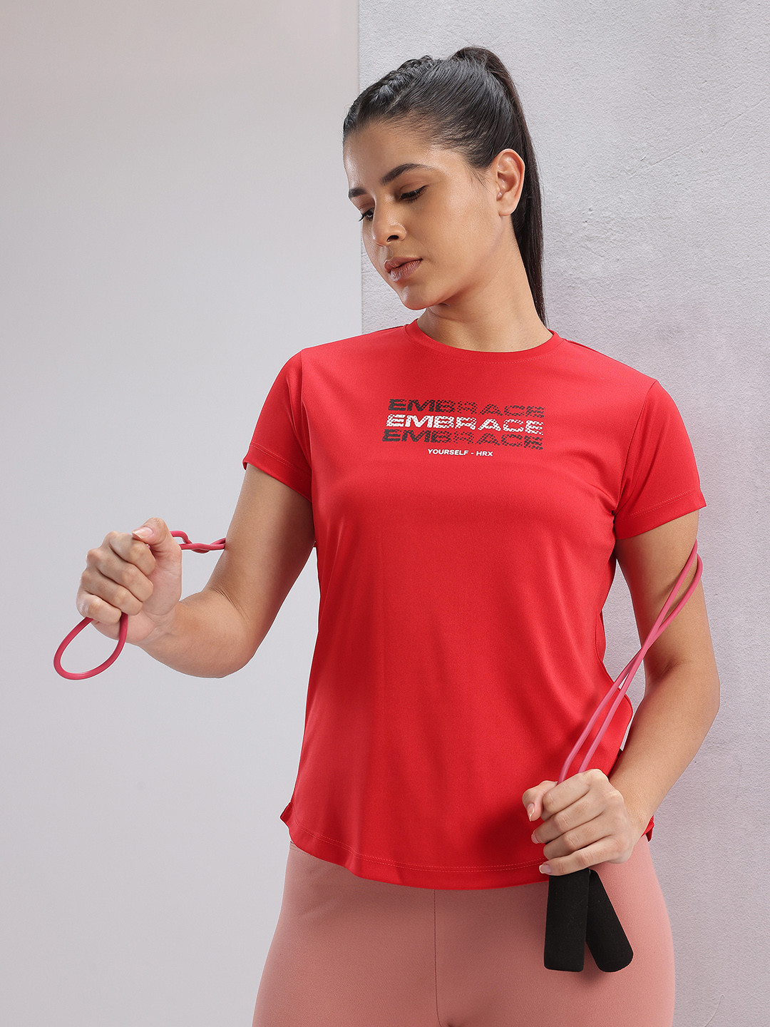 

HRX by Hrithik Roshan Women Typography Printed T-shirt, Red