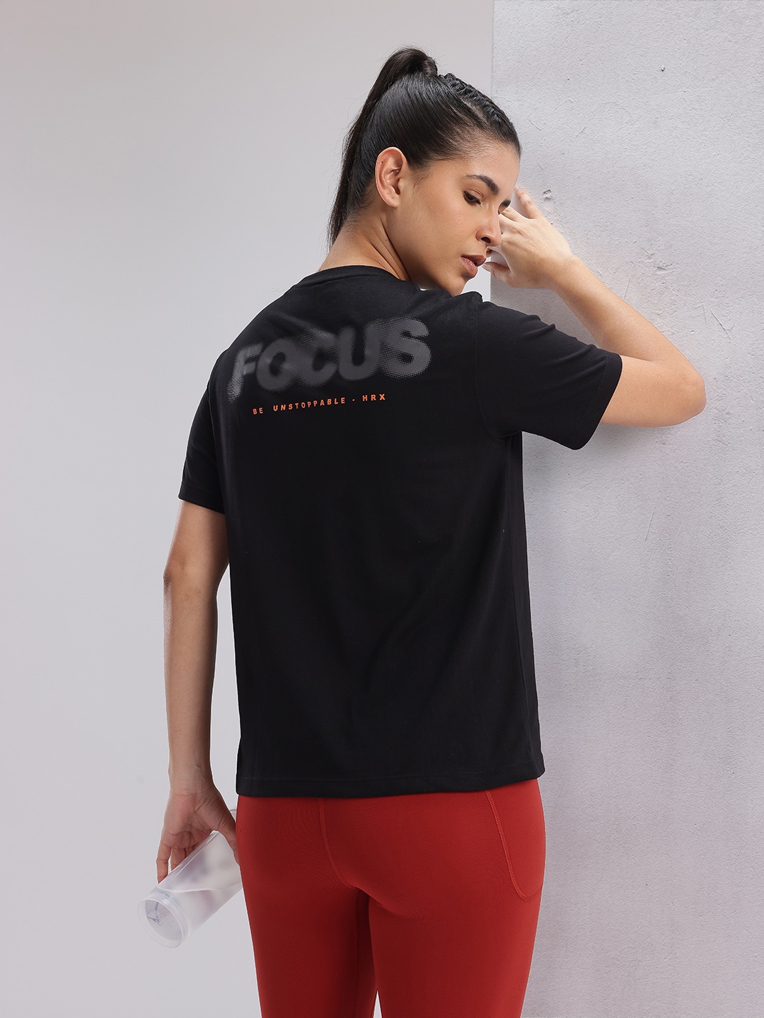 

HRX by Hrithik Roshan Twin Collection Printed Training T-shirt, Black