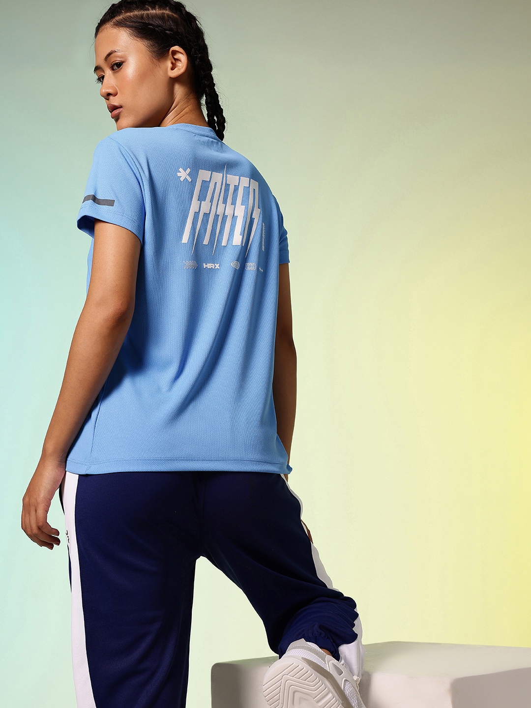

HRX by Hrithik Roshan Typography Printed Rapid-Dry Running T-shirt, Blue