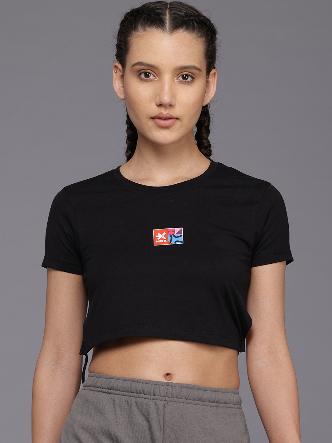 

HRX by Hrithik Roshan Tie-Up Detail Lifestyle T-shirt, Black