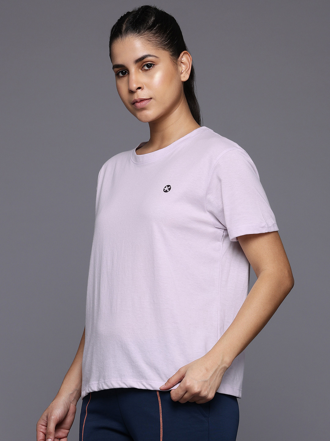 

HRX by Hrithik Roshan Women Printed Pure Cotton Yoga T-shirt, Lavender