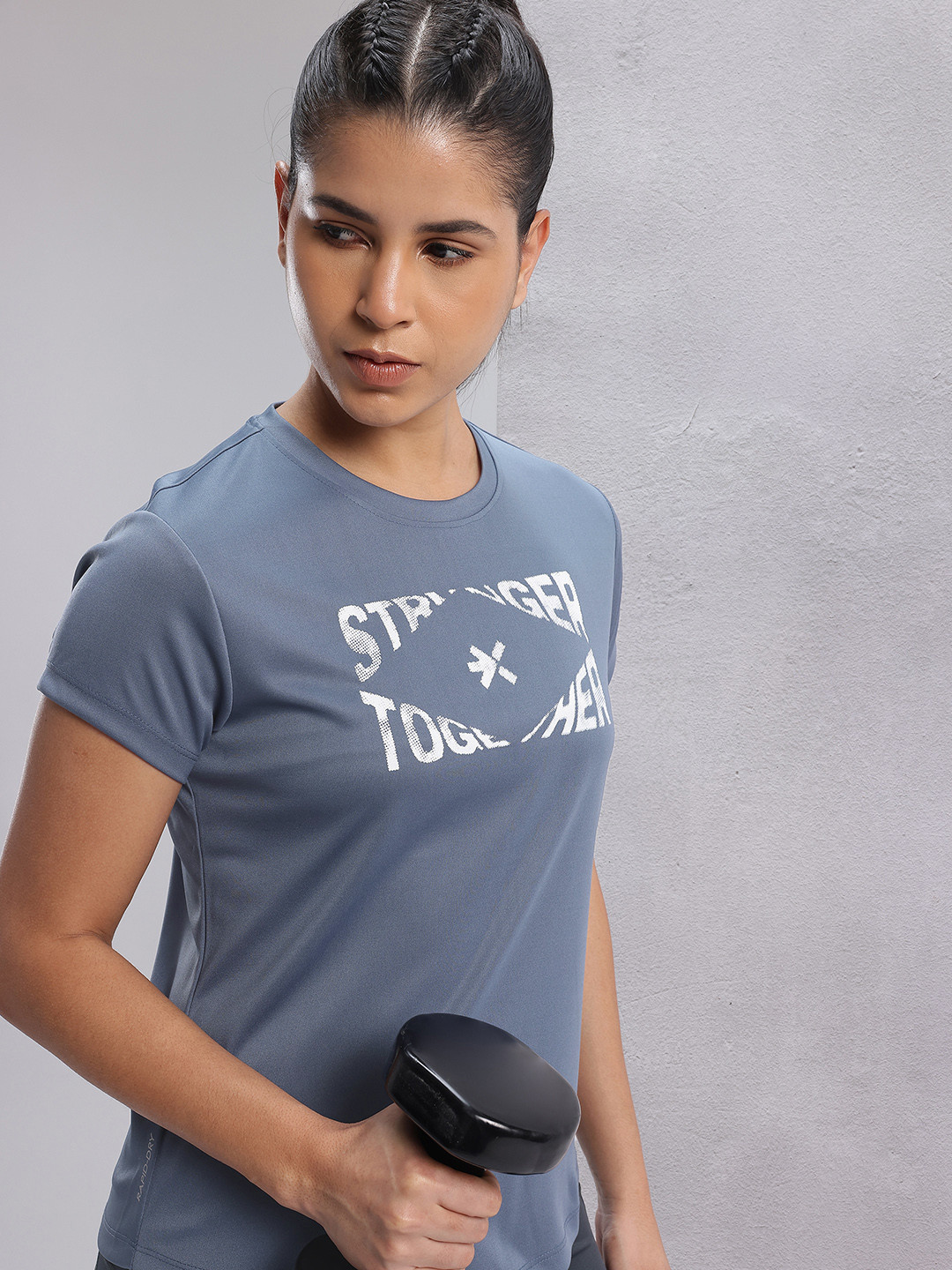 

HRX by Hrithik Roshan Twin Collection Typography Print Rapid-Dry Training T-shirt, Blue