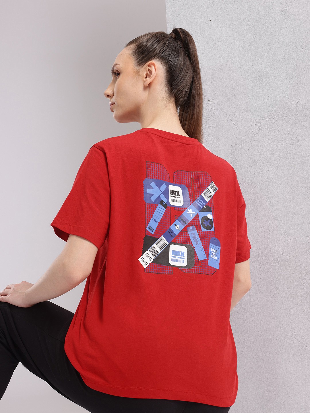 

HRX by Hrithik Roshan Printed Drop-Shoulder Sleeves Relaxed Lifestyle T-shirt, Red