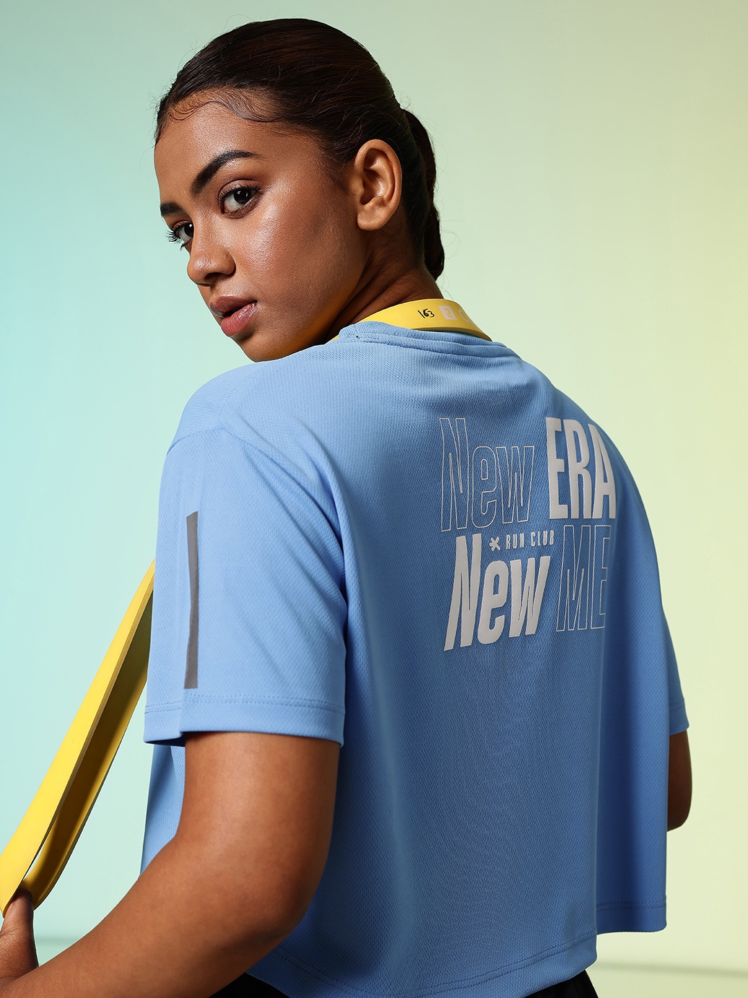 

HRX by Hrithik Roshan Typography Printed Rapid-Dry Running Boxy T-shirt, Blue