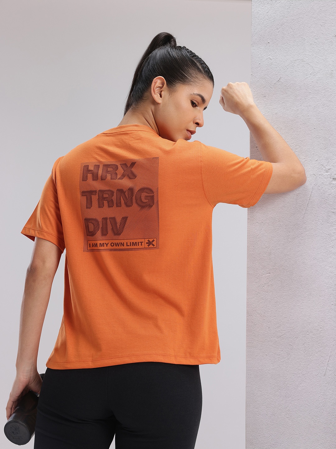 

HRX by Hrithik Roshan Twin Collection Printed Training T-shirt, Orange