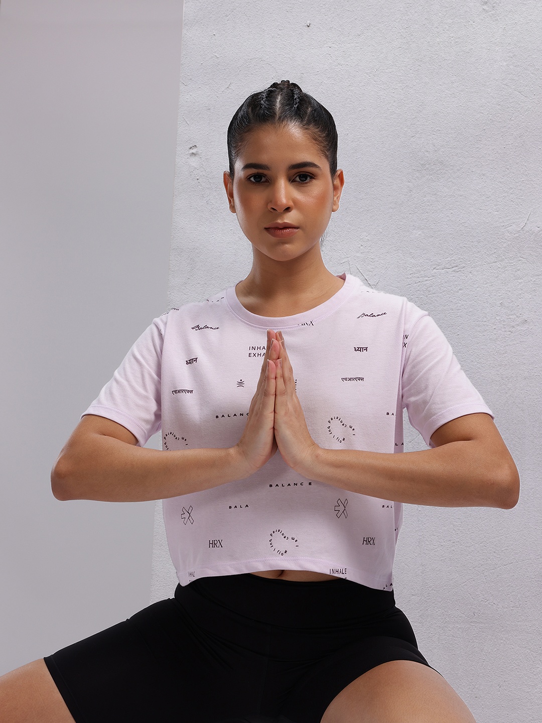 

HRX by Hrithik Roshan Typography Printed Yoga T-shirt, Lavender