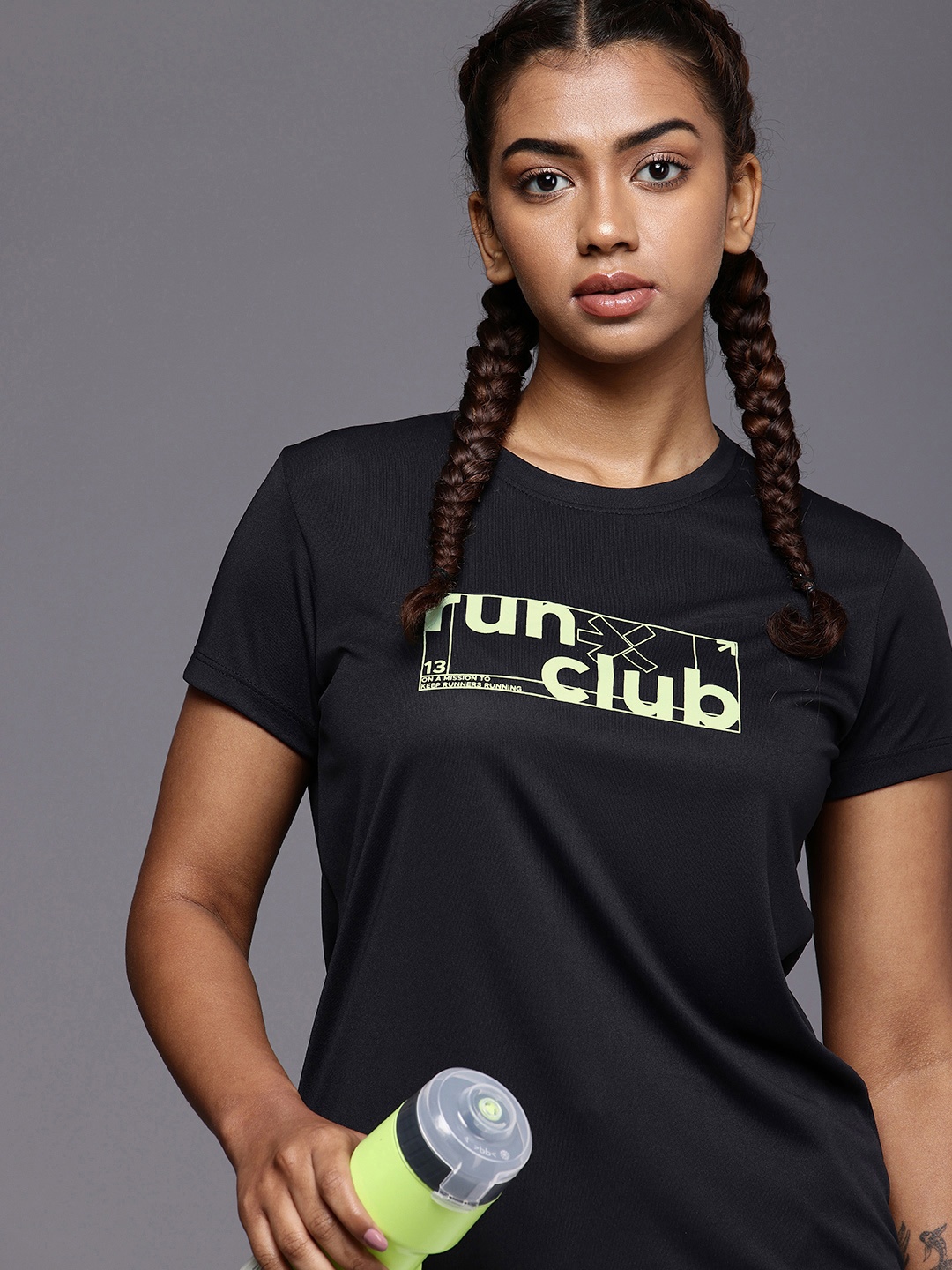 

HRX by Hrithik Roshan Rapid-Dry Typography Printed Running T-shirt, Black