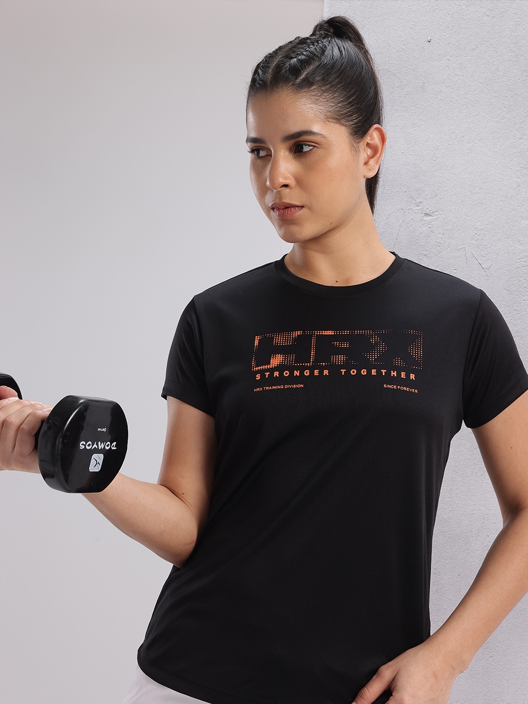 

HRX by Hrithik Roshan Twin Collection Rapid-Dry Printed Training T-shirt, Black