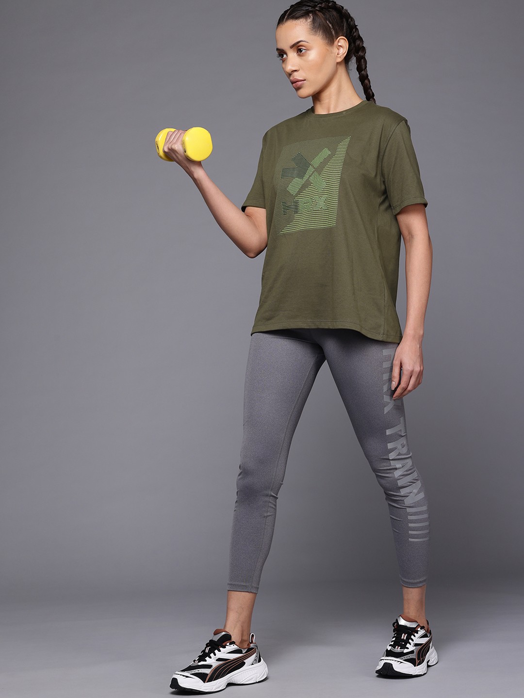 

HRX by Hrithik Roshan Women Brand Logo Printed Training T-shirt, Olive