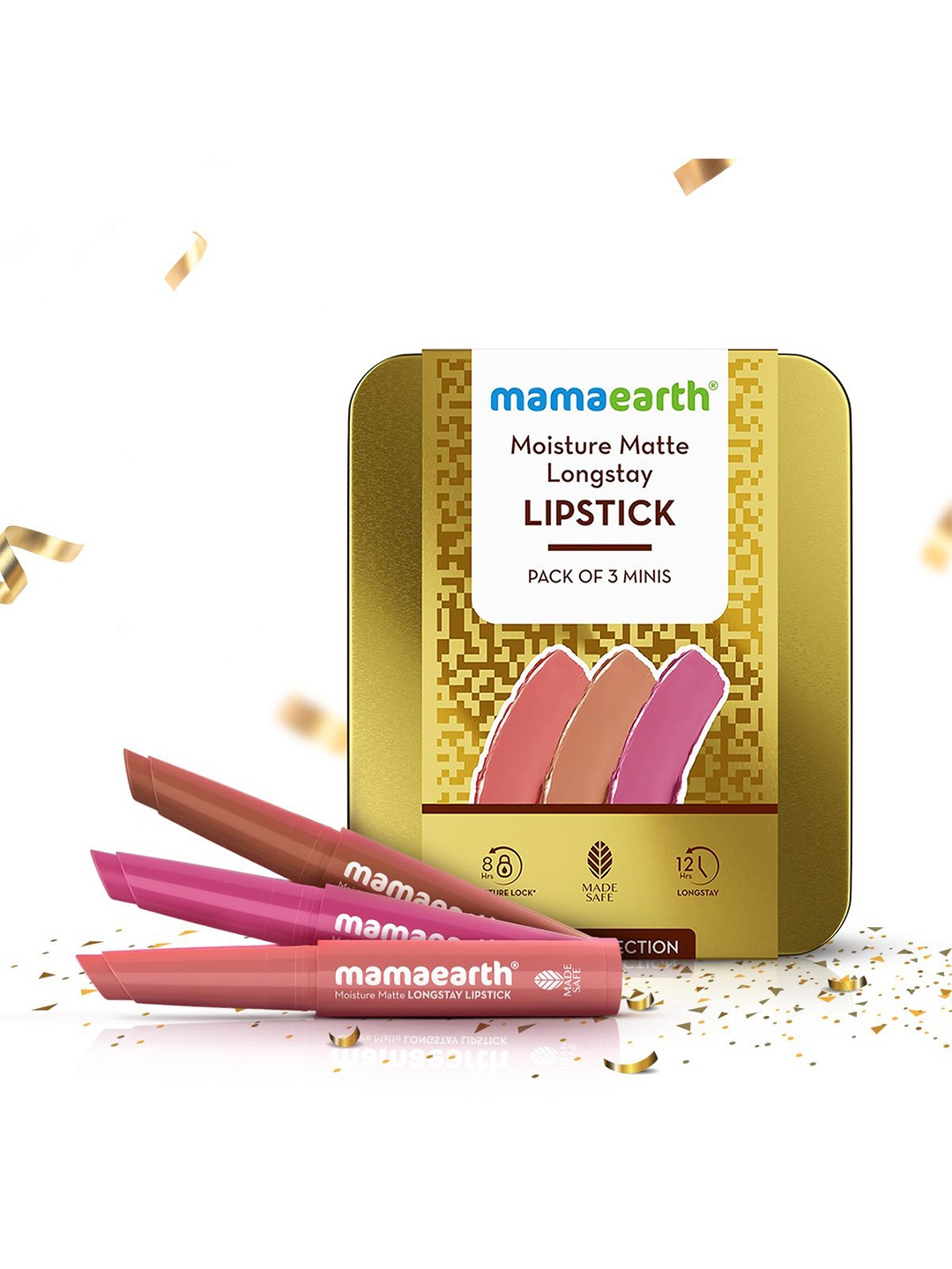 

Mamaearth Set Of 3 Moisture Matte Longstay Lipstick- 2.1 gm Each- Nude Perfection, Brown