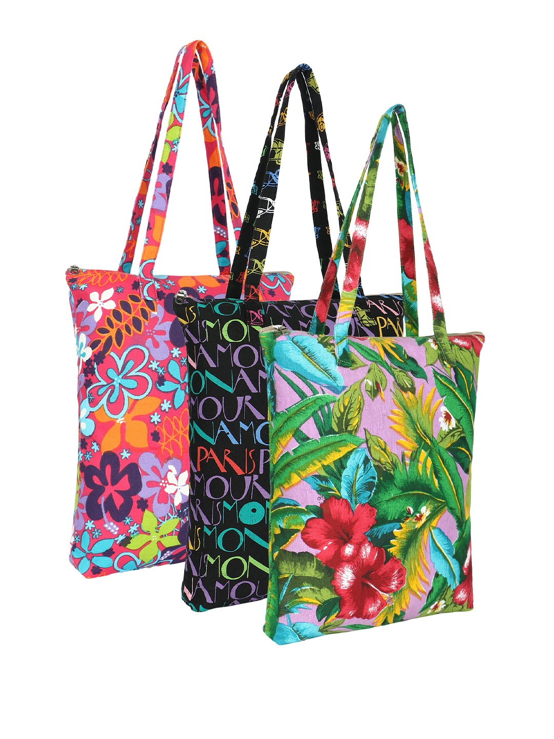 

Anekaant Unisex Floral Printed Structured Cotton Tote Bags, Green