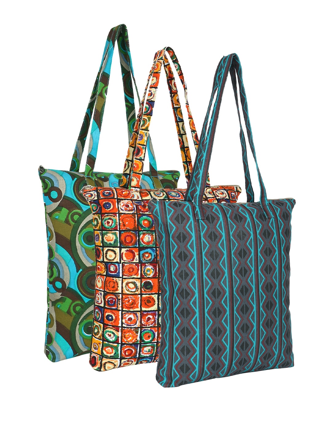 

Anekaant Unisex Abstract Printed Structured Cotton Tote Bags, Green