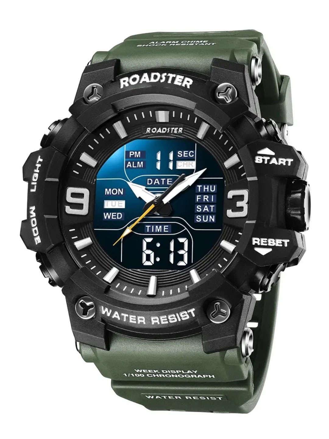 

The Roadster Lifestyle Co Men Analogue & Digital Multi Function Watch, Green