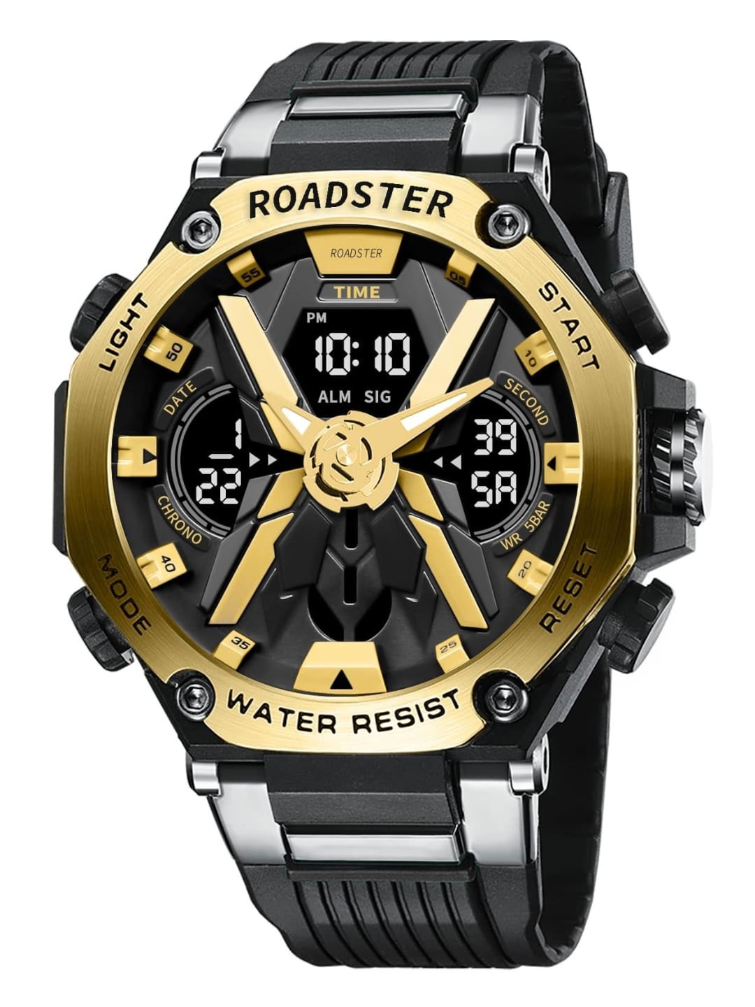 

The Roadster Lifestyle Co Men Water Resistant Analogue & Digital Watch - RDSTR-8087-GOLD, Black