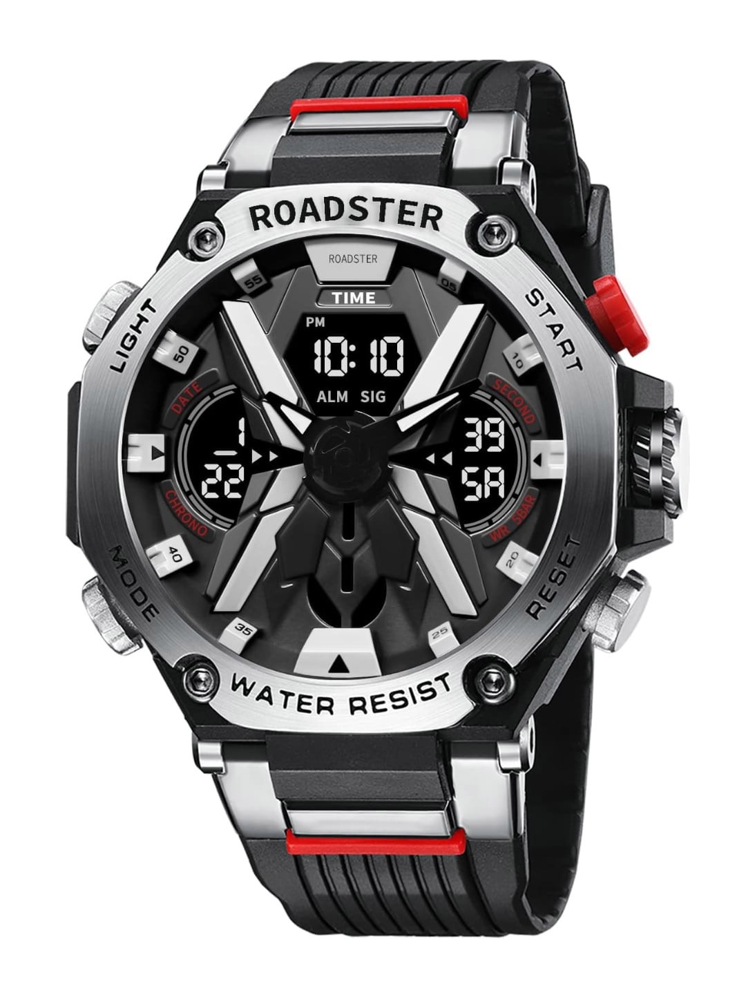 

The Roadster Lifestyle Co Men Digital Water Resistant Watch -RDSTR-8087-SILVER, Black