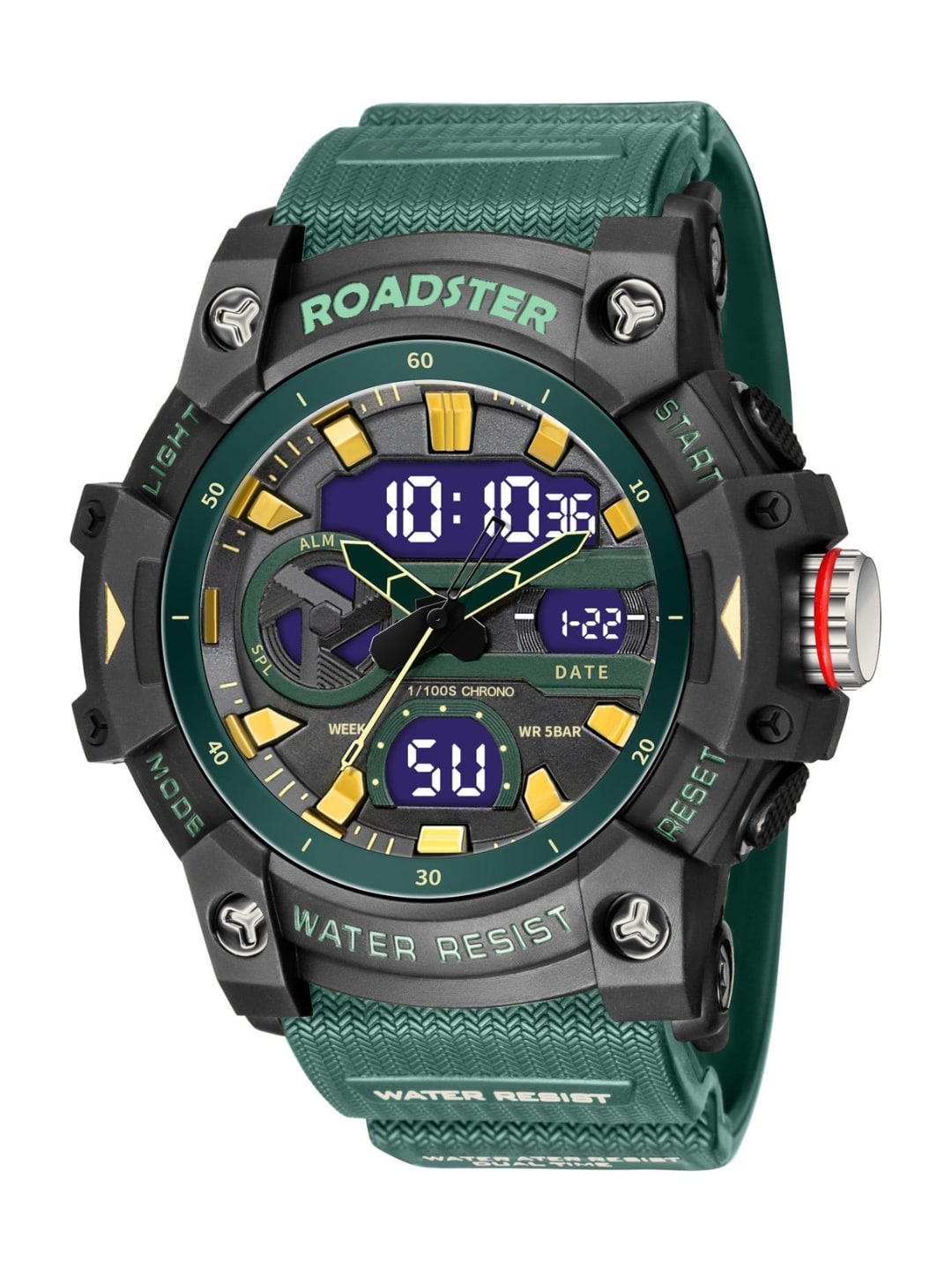 

The Roadster Lifestyle Co Men Analogue & Digital Watch RDSTR-8086-GREEN