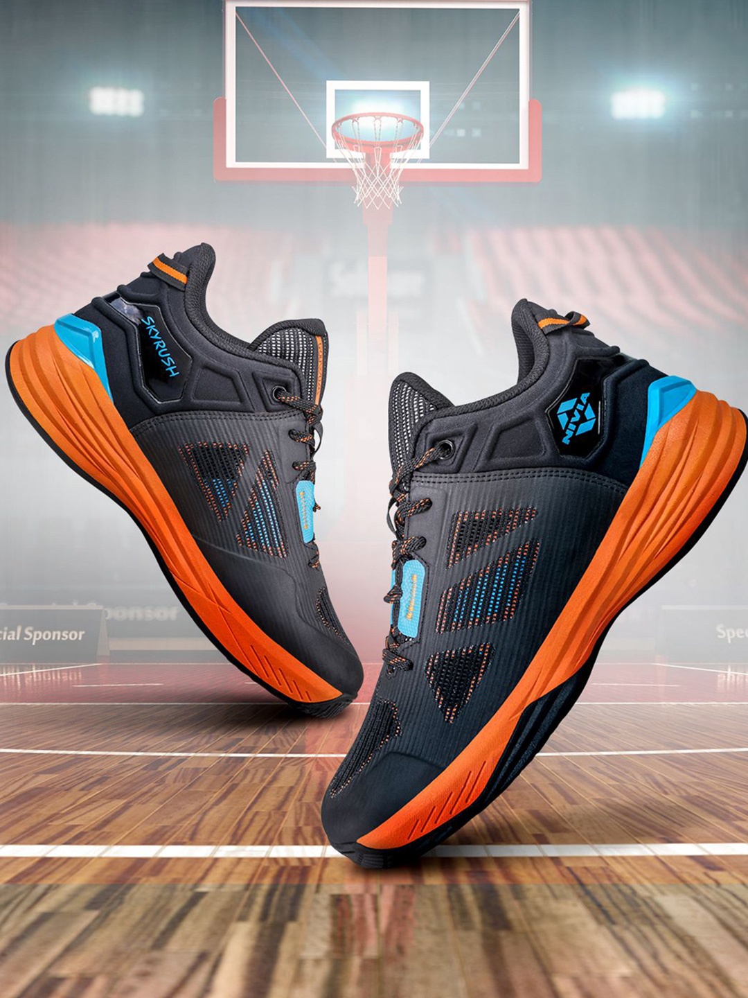 

NIVIA Men Mesh Basketball Non-Marking Shoes, Black