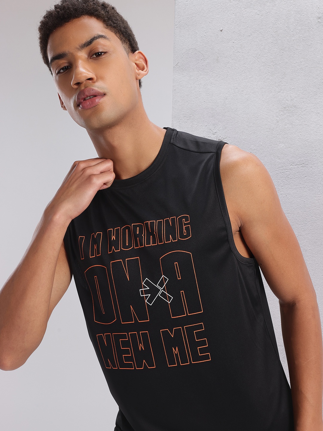 

HRX by Hrithik Roshan Typography Printed Rapid-Dry Training T-shirt, Black
