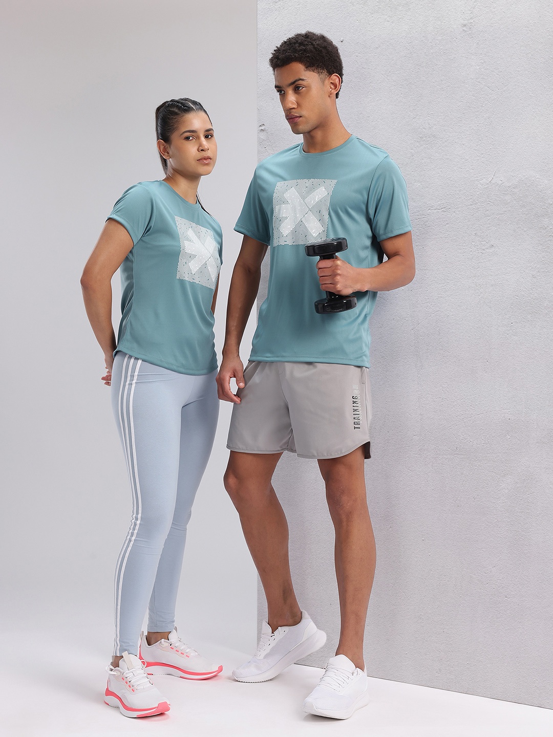 

HRX by Hrithik Roshan Twin Collection Brand Logo Printed Rapid-Dry Training T-shirt, Blue