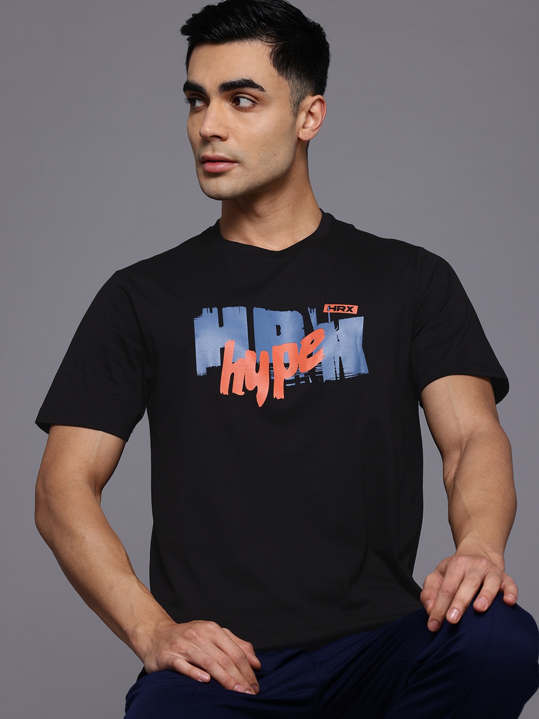 

HRX by Hrithik Roshan Typography Printed T-shirt, Black