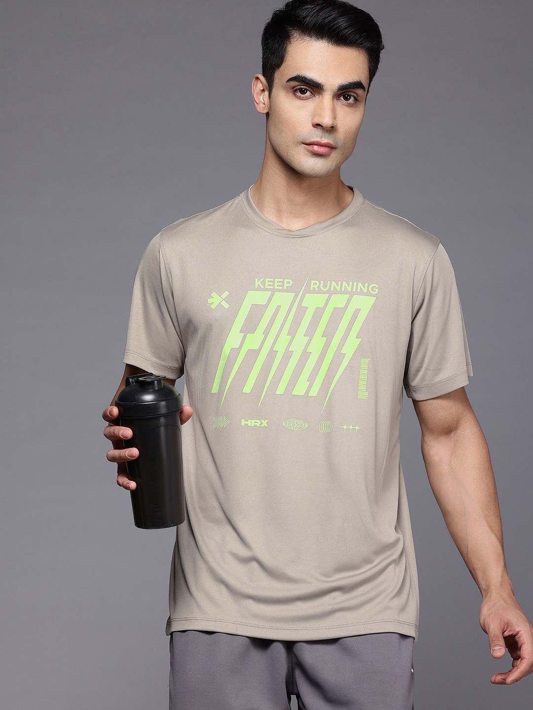 

HRX by Hrithik Roshan Men Typography Printed T-shirt, Beige